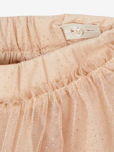 Glittery Tulle Skirt for Girls ecru+iridescent beige+nude pink 