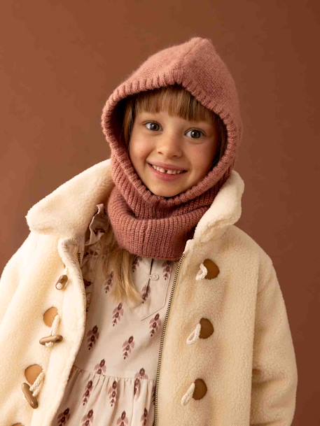 Rib Knit Hood for Girls mauve 