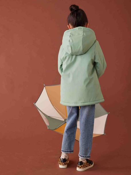 Raincoat with Sherpa Lining for Girls lichen+pale pink 
