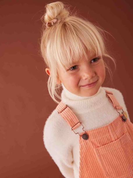 Corduroy Dungarees for Girls chocolate+peach 