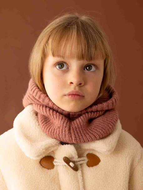 Rib Knit Hood for Girls mauve 