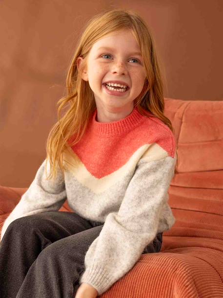 Colourblock-Effect Jumper for Girls marl grey 