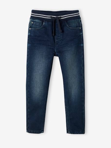 Trousers in Denim-Effect Fleece, Warm Interior brut denim+Denim Blue 