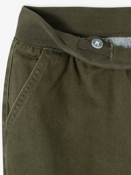 Easy to Slip-on Cargo Trousers with Lining for Boys khaki+night blue 