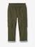 Easy to Slip-on Cargo Trousers with Lining for Boys khaki+night blue 