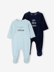 Pack of 2 Velour Sleepsuits for Babies, BASICS