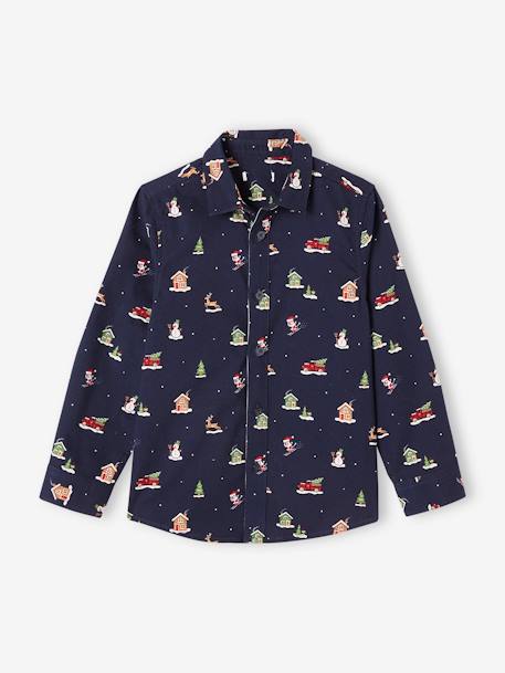 Christmas Special Printed Shirt for Boys navy blue 