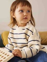 -Rib Knit Jumper with Broderie Anglaise Collar for Babies