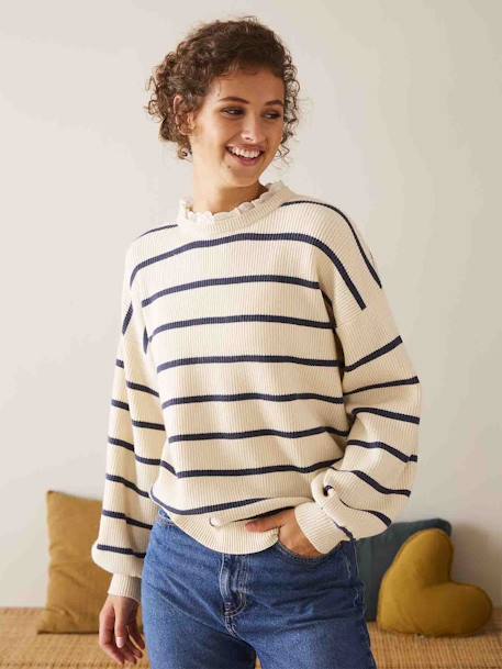 Striped Dual Fabric Jumper, Capsule Collection Mum-Daughter-Baby ecru 