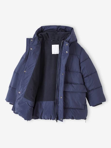 Padded Coat with Hood & Sherpa Lining for Boys crystal blue+navy blue 