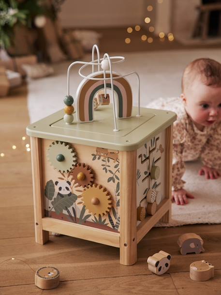 Grand cube d'activités en bois FSC® beige lovely farm - Vertbaudet