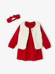 Baby-Outfits-Christmas Special Ensemble: Dress, Faux Fur Waistcoat, Tights and Matching Headband for Girls