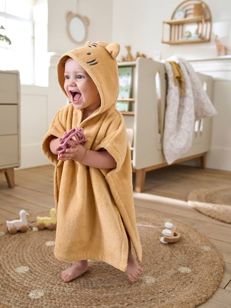 Bathing Poncho for Babies, Animal apricot+beige+ochre 