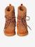 High Top Leather & Plush Trainer Boots  for Girls brown 