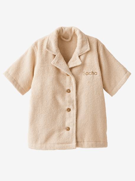 Blouse-Like Bathrobe with Recycled Cotton for Babies beige+chambray blue+terracotta 