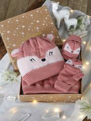 Girls-Accessories-Christmas Gift Box with Deer Beanie + Snood + Mittens Set for Girls