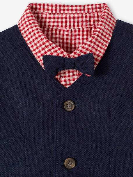 4-Piece Occasion Ensemble: Shirt + Trousers + Waistcoat + Bow Tie for Baby Boys red 