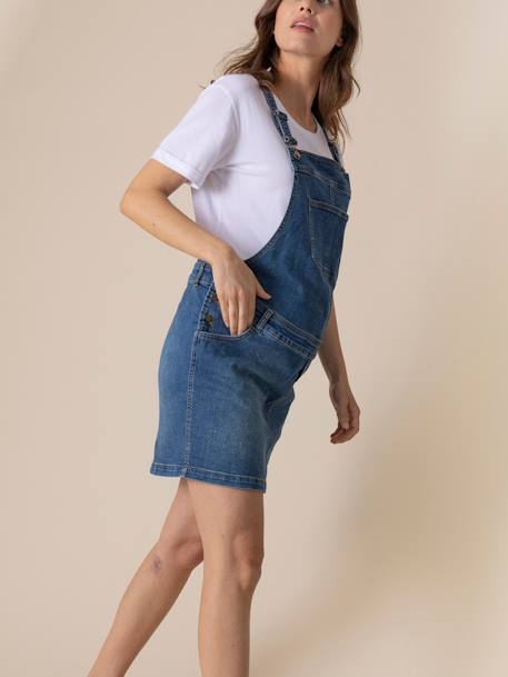 ENVIE DE FRAISE Denim Dungaree-Dress for Maternity stone 