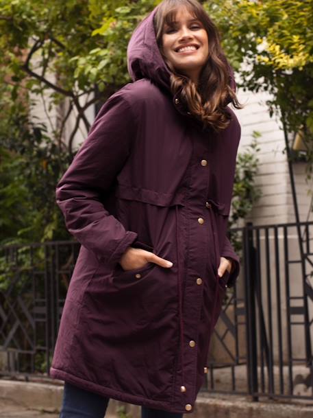 Maternity & Babywearing Coat, Maxime by ENVIE DE FRAISE aubergine 