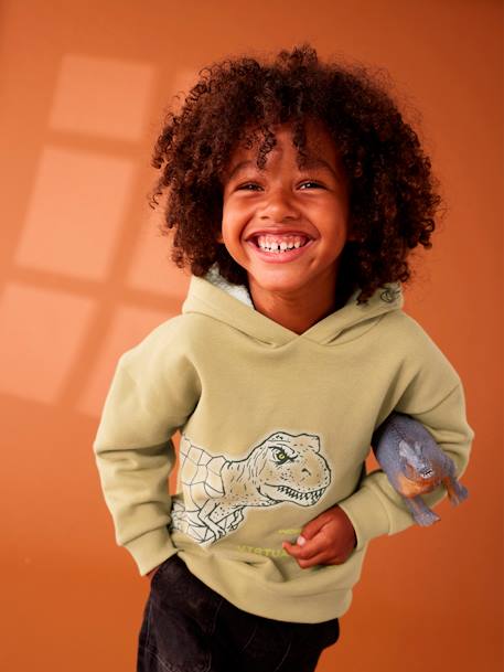 Dinosaur Sweatshirt with Sherpa-Lined Hood for Boys olive 