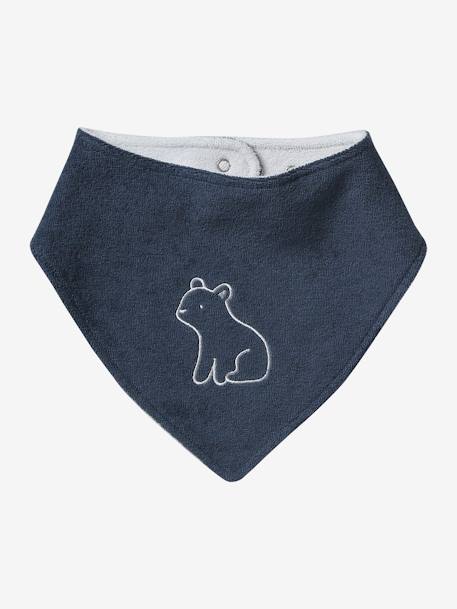 Set of 3 Bandana Bibs in Towelling grey blue 