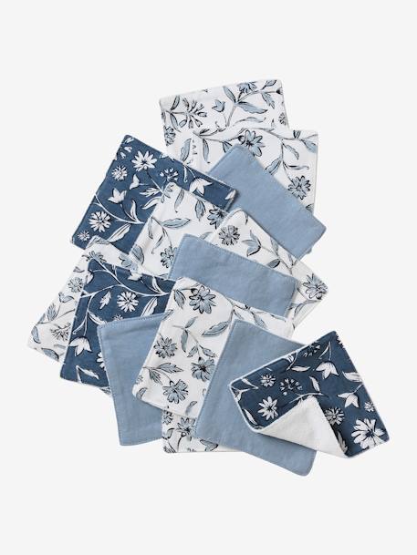 Pack of 10 Washable Wipes BROWN MEDIUM ALL OVER PRINTED+printed blue+White/Green/Print 