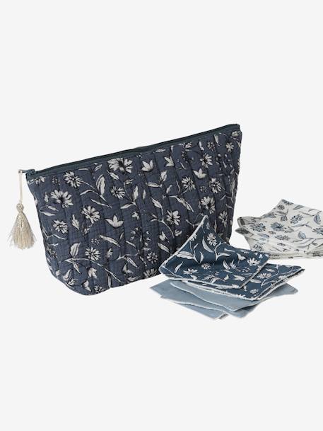 Toiletry Bag in Cotton Gauze for Children grey blue+printed blue+printed pink+WHITE MEDIUM ALL OVER PRINTED 