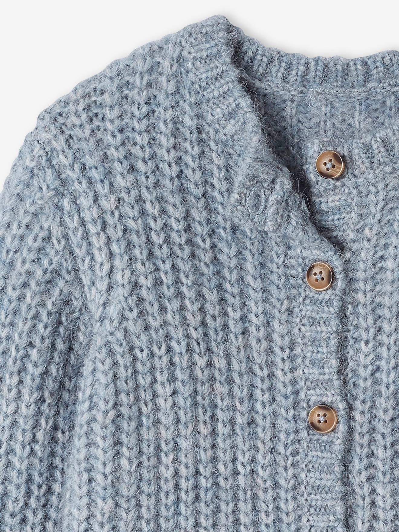 Loose-Fitting Soft Knit Cardigan for Girls - petrol blue