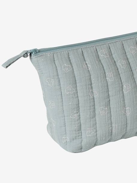 Toiletry Bag in Cotton Gauze, Bunny grey blue 