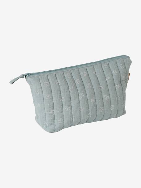 Toiletry Bag in Cotton Gauze, Bunny grey blue 