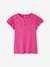 T-Shirt for Girls, with Broderie Anglaise and Ruffled Sleeves BLUE MEDIUM SOLID+coral+fuchsia+Light Green+mauve+White 