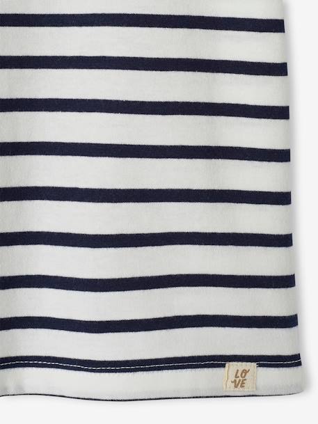 Sailor-Type T-Shirt for Girls brut denim+striped pink 