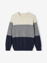 Boys-Fancy Knit Colourblock Jumper for Boys