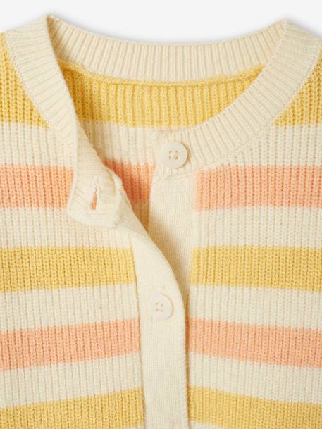 Striped Cardigan in Shimmery Rib Knit for Girls peach 