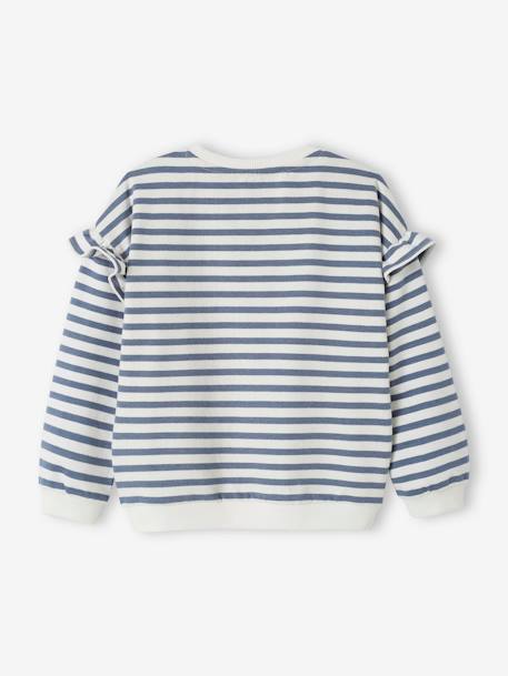 Sailor-type Sweatshirt with Ruffles on the Sleeves, for Girls aqua green+denim blue+lilac+old rose+striped pink 