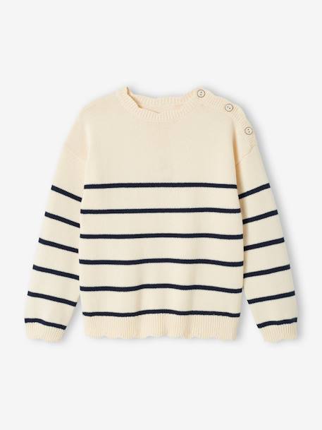 Fancy Striped Jumper for Girls striped navy blue+sweet pink 