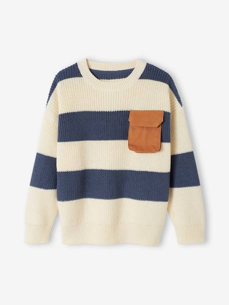 Jumper with Wide Stripes for Boys striped navy blue 