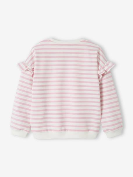 Sailor-type Sweatshirt with Ruffles on the Sleeves, for Girls aqua green+denim blue+lilac+old rose+striped pink 