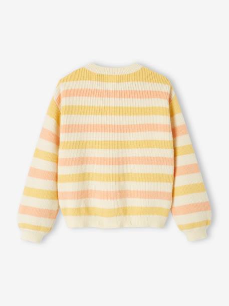 Striped Cardigan in Shimmery Rib Knit for Girls peach 