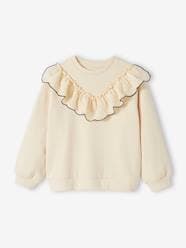 Girls-Cardigans, Jumpers & Sweatshirts-Sweatshirts & Hoodies-Sweatshirt with Broderie Anglaise Ruffle for Girls