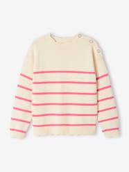 Girls-Cardigans, Jumpers & Sweatshirts-Fancy Striped Jumper for Girls