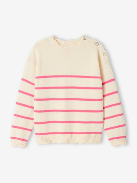 Fancy Striped Jumper for Girls striped navy blue+sweet pink 