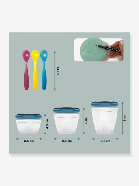 Set of 12 Airtight Pots + 3 Soft Spoons, Babybols Multi Set by BABYMOOV Multi 