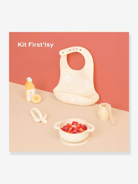 Silicone Mealtime Set, First'Isy by BABYMOOV BEIGE LIGHT SOLID+BLUE LIGHT SOLID 