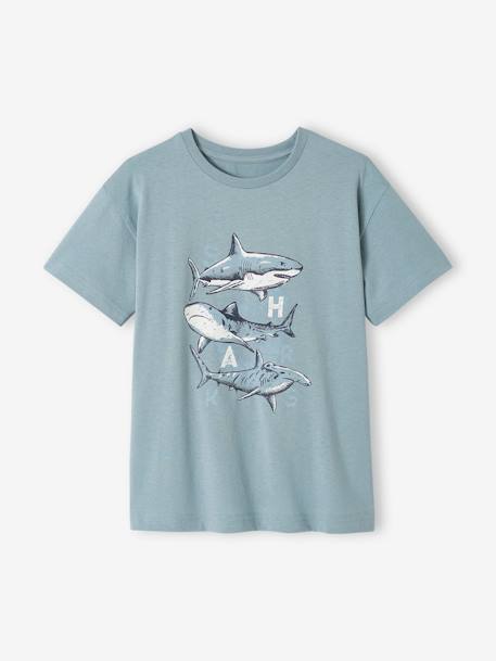 T-Shirt with Animal Motif for Boys anthracite+ecru+grey blue 