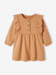 -Fleece Dress, Broderie Anglaise Ruffle, for Babies