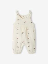 -Jumpsuit for Newborn Babies, Embroidery in Cotton Gauze