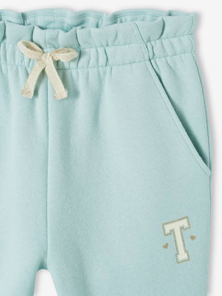 Fleece Joggers with Paperbag Waistband for Girls aqua green+marl beige+navy blue+sweet pink 