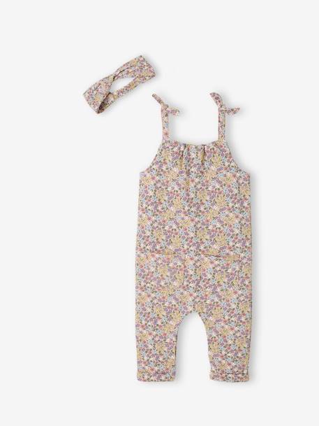 Fleece Jumpsuit & Hairband Set for Baby Girls GREEN MEDIUM ALL OVER PRINTED+night blue+pale pink+White/Print 