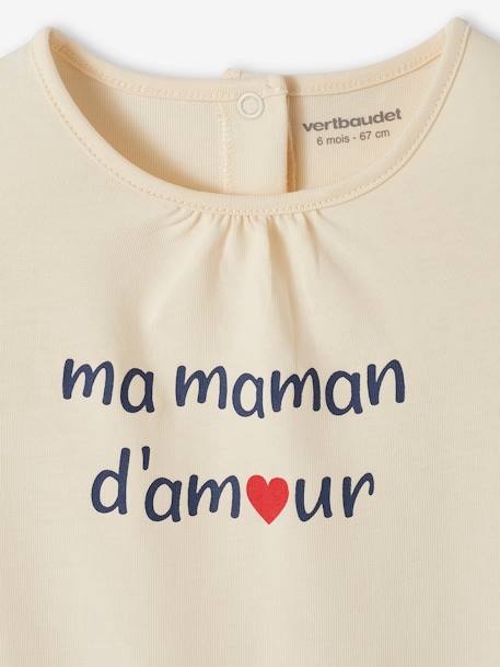 T-Shirt in Organic Cotton with Message, for Babies ecru+pale pink 